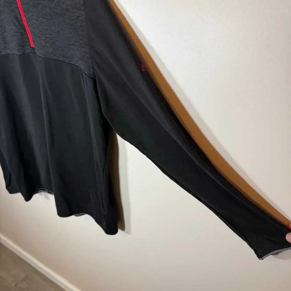 Men’s XL Black and Gray Adidas Sporty Athletic Exercise Quarter Zip Pullover